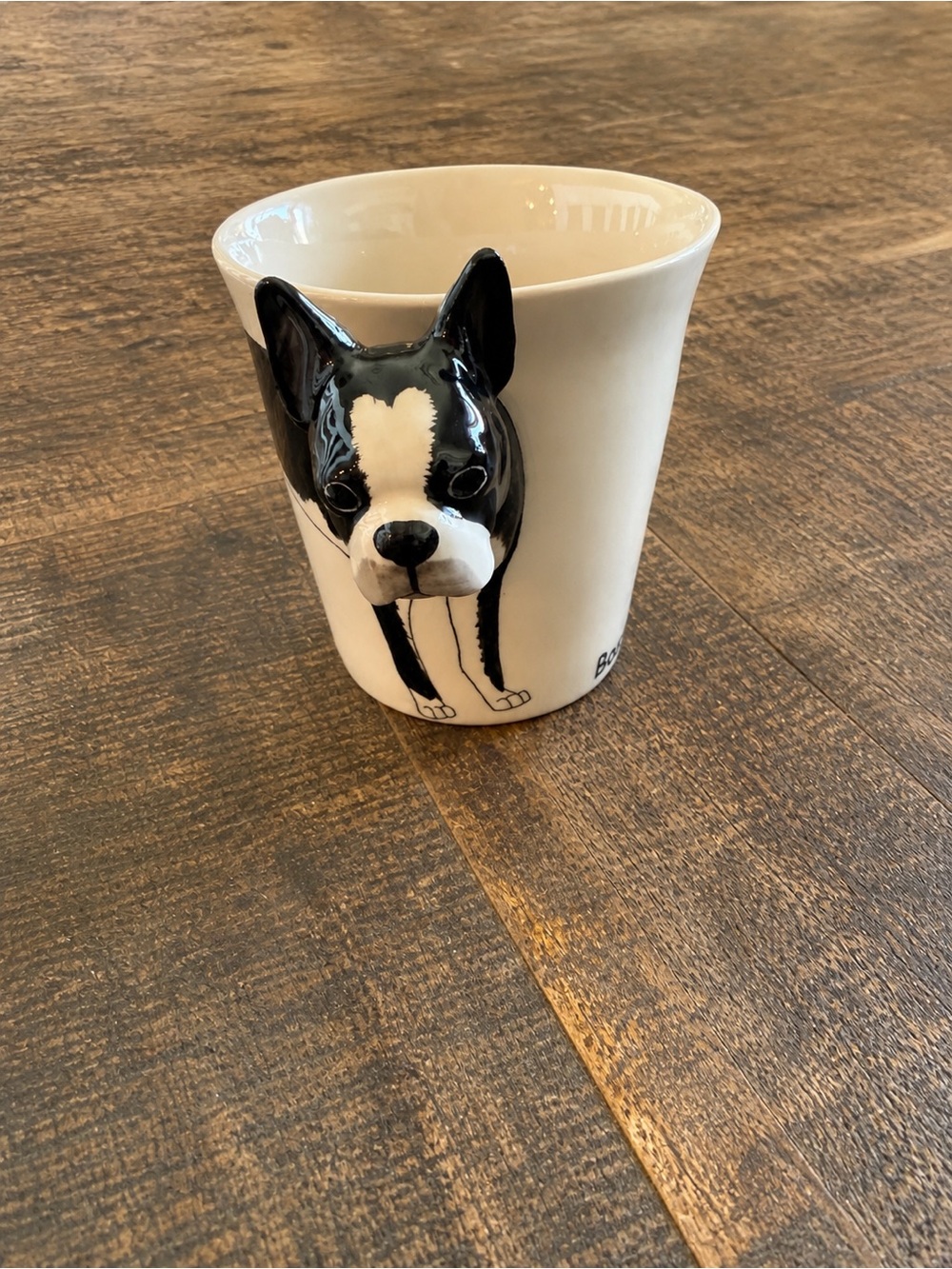 Blue Witch Boston Terrier ceramic 3D head bust mug.